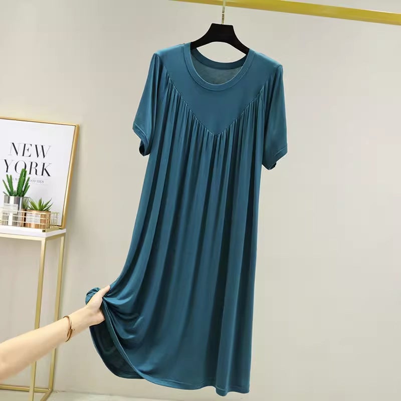 Plus Size Modal Dress Casual Plus Size Ice Silk Sleepwear For Pregnant Women Summer Home Clothing Safe Comfortable For Outdoo... Dark green 