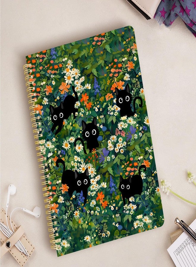 Stanoha Cute Spiral Notebook journal A4 Aesthetic Pretty Design for Women Girls Kawaii with Pocket, 8.5 x 11 inch, Lined, Cat Garden - Image 5