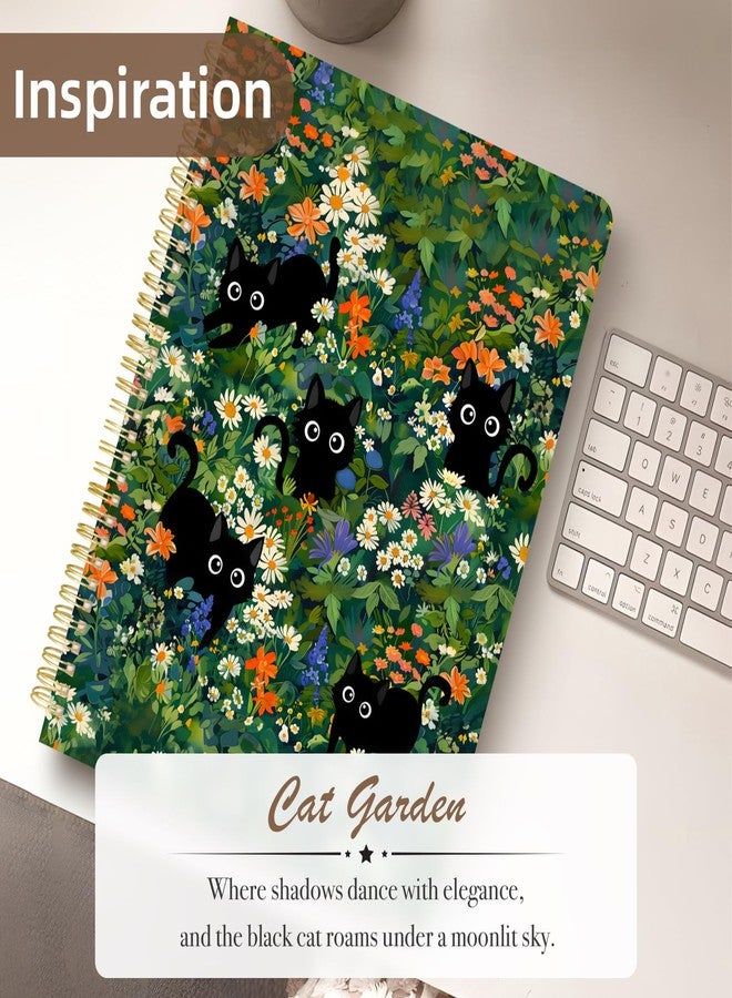 Stanoha Cute Spiral Notebook journal A4 Aesthetic Pretty Design for Women Girls Kawaii with Pocket, 8.5 x 11 inch, Lined, Cat Garden - Image 3