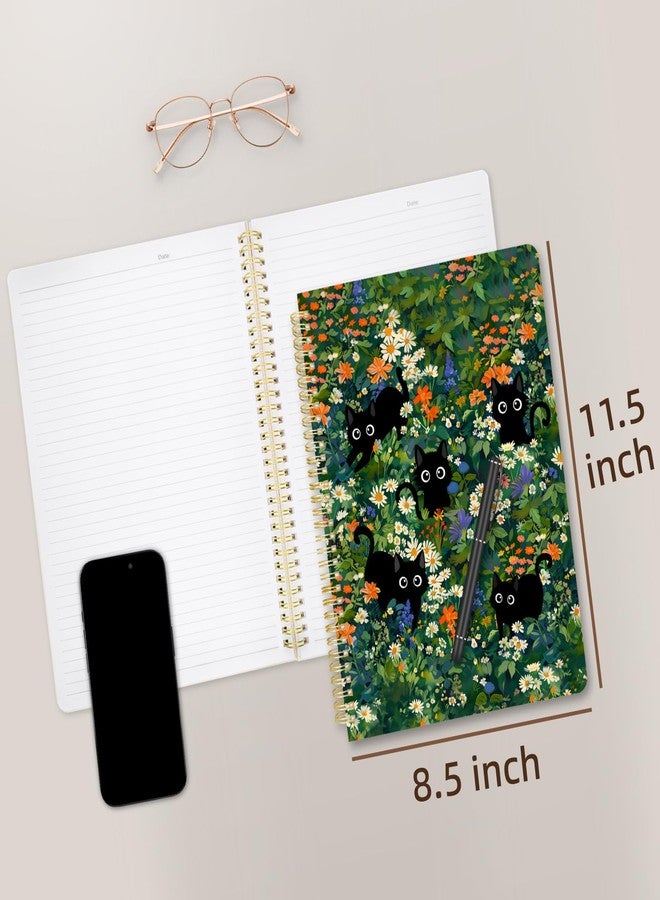 Stanoha Cute Spiral Notebook journal A4 Aesthetic Pretty Design for Women Girls Kawaii with Pocket, 8.5 x 11 inch, Lined, Cat Garden - Image 2