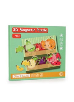 Generic Montessori Magnetic Cardboard Puzzle Book Toys Durable Reusable Paper Puzzles for Visual Cognitive Training Food  - Image 1