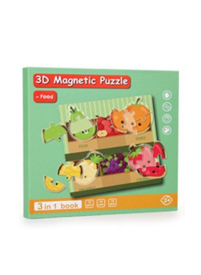 Montessori Magnetic Cardboard Puzzle Book Toys Durable Reusable Paper Puzzles for Visual Cognitive Training Food - Image 1