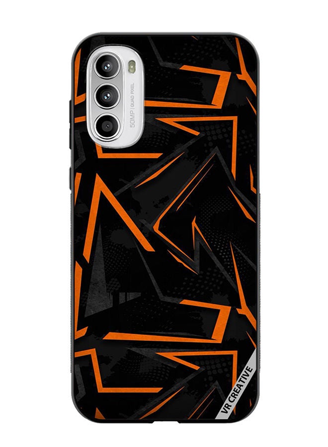 VR CREATIVE Protective Case Cover For Motorola Moto G82 Black & Orange Pattern Design Multicolour - Image 1
