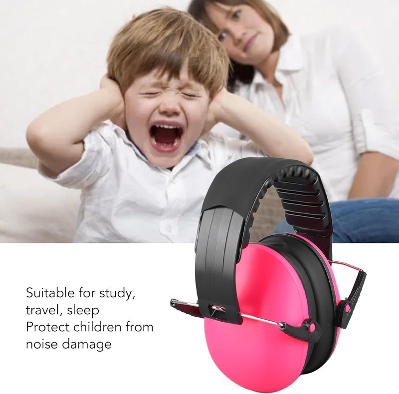 Walfront Children Safety Earmuffs, Adjustable Headband Soft Ear Muffs Lightweight Noise Reduction Headphones Noise Cancelling Earmuffs for Study Travel Sleep (Pink) - Image 4