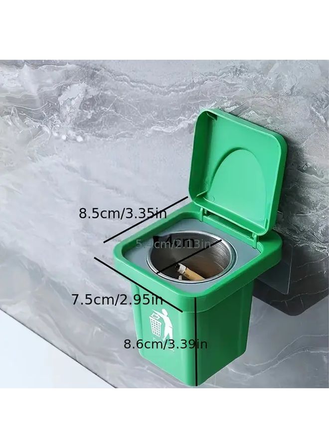 Green Wall Mounted Stainless Steel Ashtray With Lid Fly Ashproof For Home Bathroom - Image 4