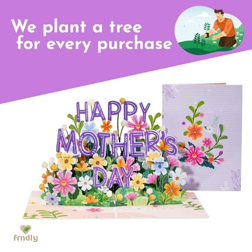 Paper Love Frndly 3D Happy Mothers Day Pop Up Card, Handcrafted - 100% Recycled and Eco-Friendly, 8" x 6" Cover - with Note Tag - Image 5