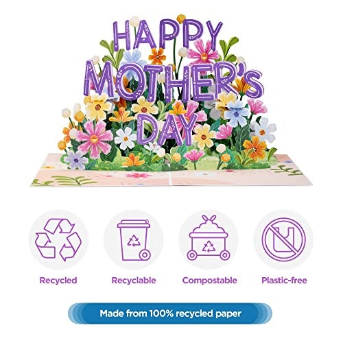 Paper Love Frndly 3D Happy Mothers Day Pop Up Card, Handcrafted - 100% Recycled and Eco-Friendly, 8" x 6" Cover - with Note Tag - Image 4