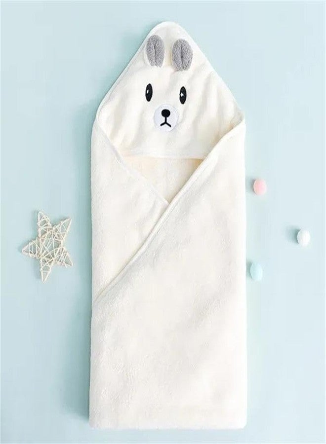 CUTEABLY مناشف أطفال لطيفة للغاية بغطاء رأس، بتصميم حيواني فريد للأولاد والبنات (أبيض) - Image 3