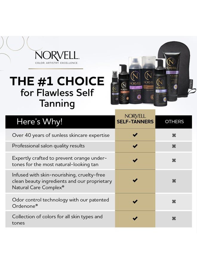norvell Sunless Self-Tanning Mousse with Bronzer - Instant Natural Looking Bronzing Glow, 8 fl.oz. - Image 3