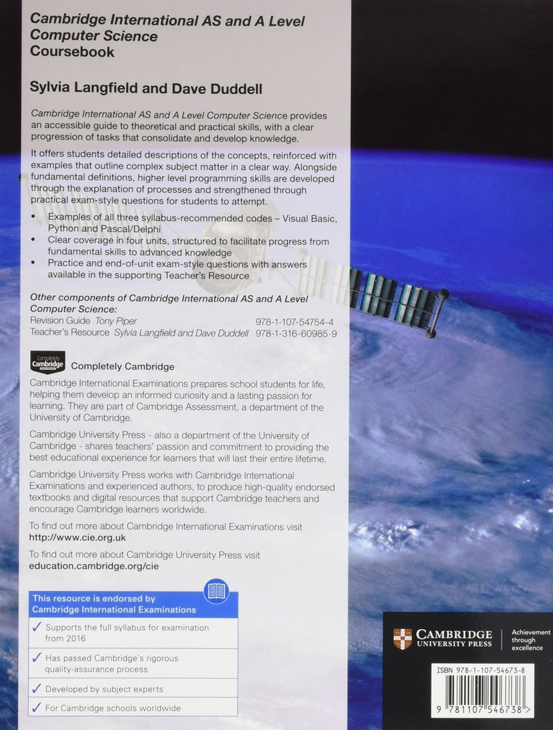 Cambridge International As And A Level Computer Science Coursebook Paperback English by Sylvia Langfield - 42355