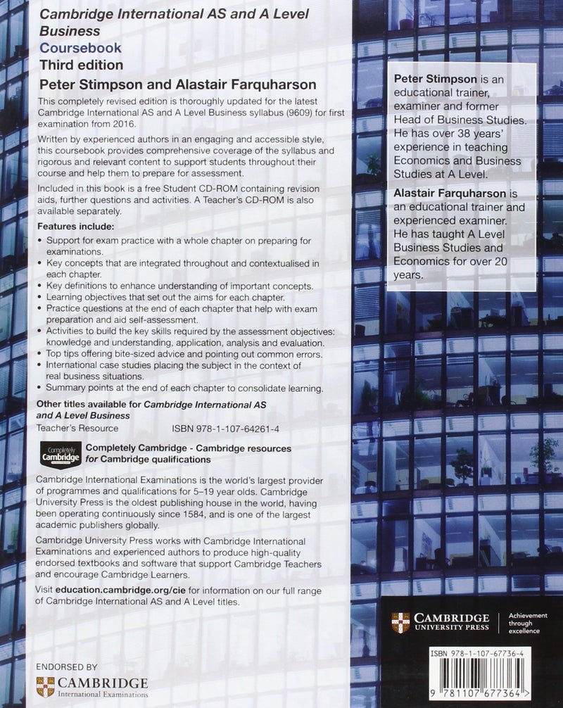 Cambridge International As And A Level Business Coursebook With CD-ROM printed_book_paperback english - 41928