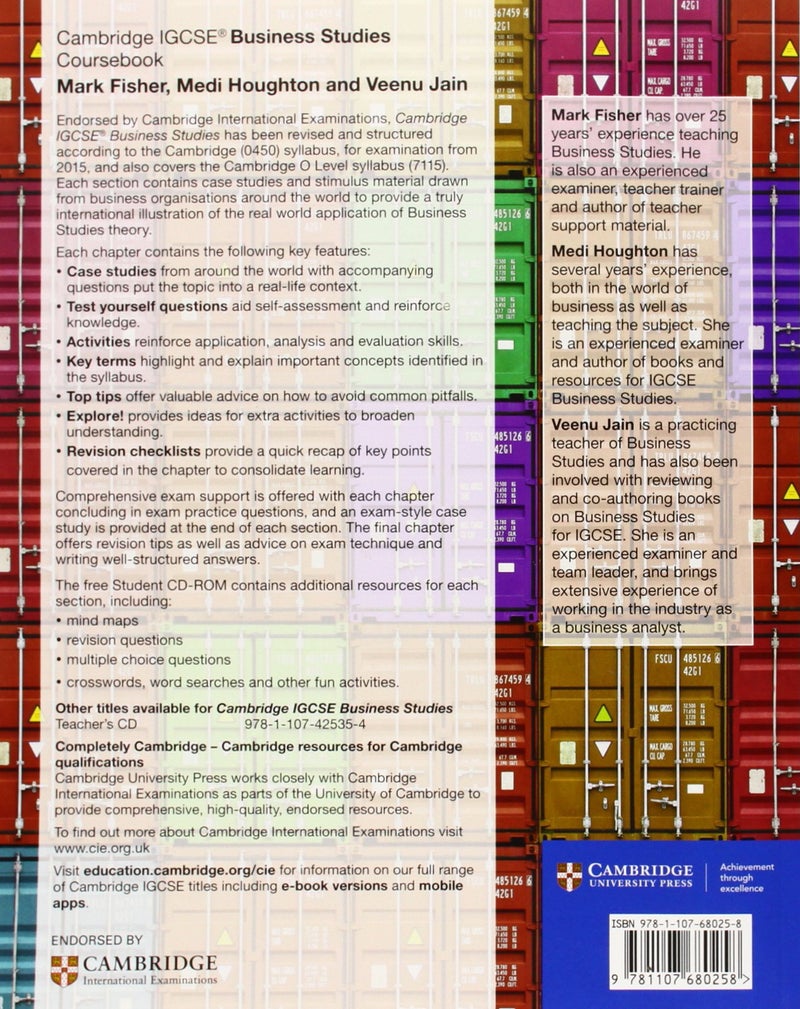 Cambridge IGCSEIGCSE Business Studies Coursebook With CD-ROM Paperback English by Mark Fisher - 41788