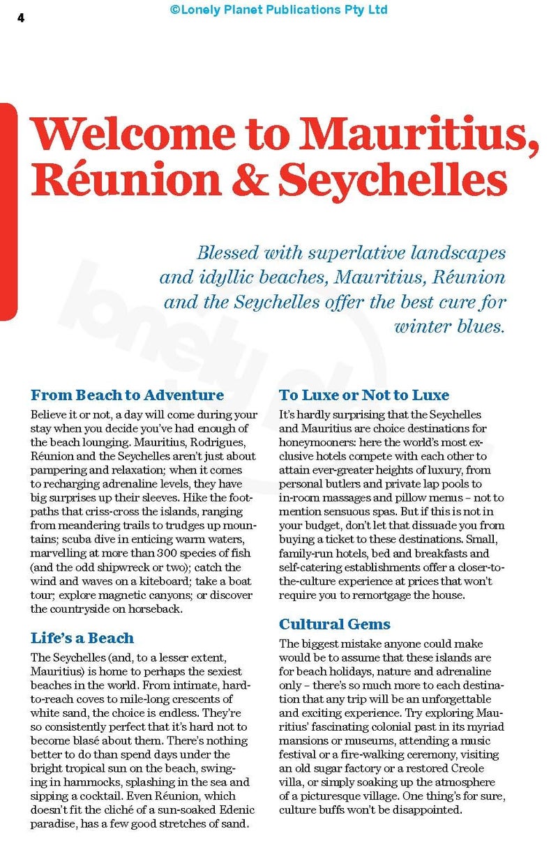 Lonely Planet Mauritius, Reunion & Seychelles printed_book_paperback english - 42713