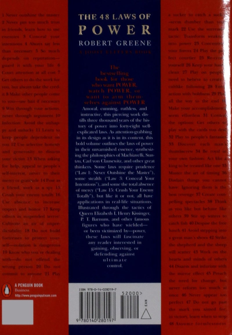 The 48 Laws of Power Paperback English by Robert Greene - 01/09/2000
