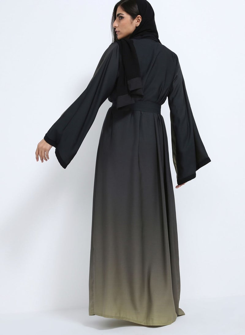 Hoorain - Fading To Colour Abaya Black/Green - Image 1