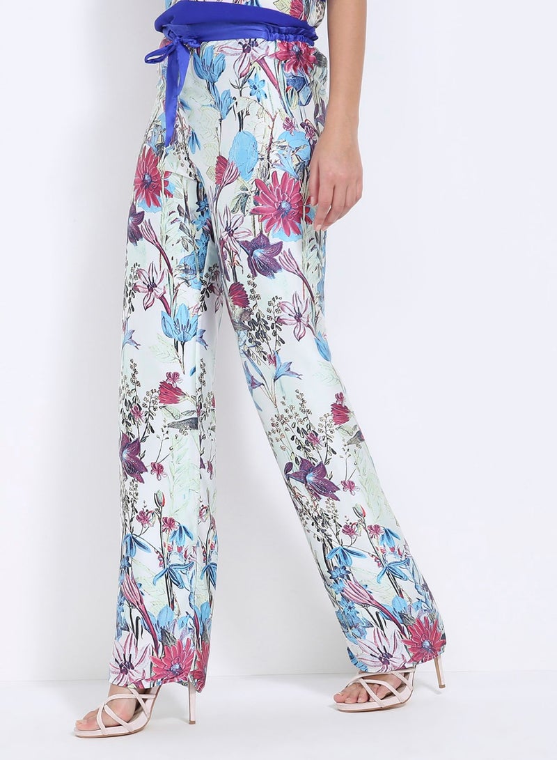 Seden Floral Printed Pants With Drawstrings Multicolour - Image 1