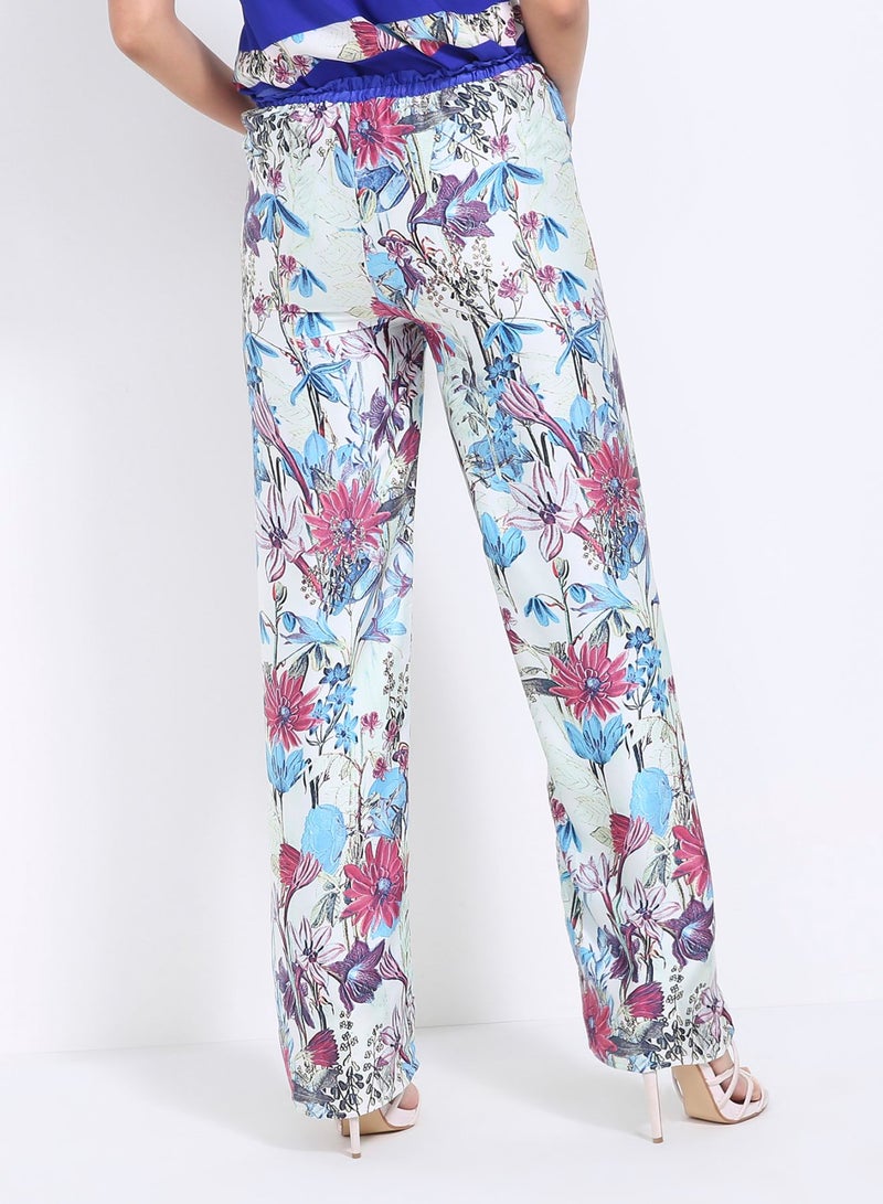 Seden Floral Printed Pants With Drawstrings Multicolour - Image 2