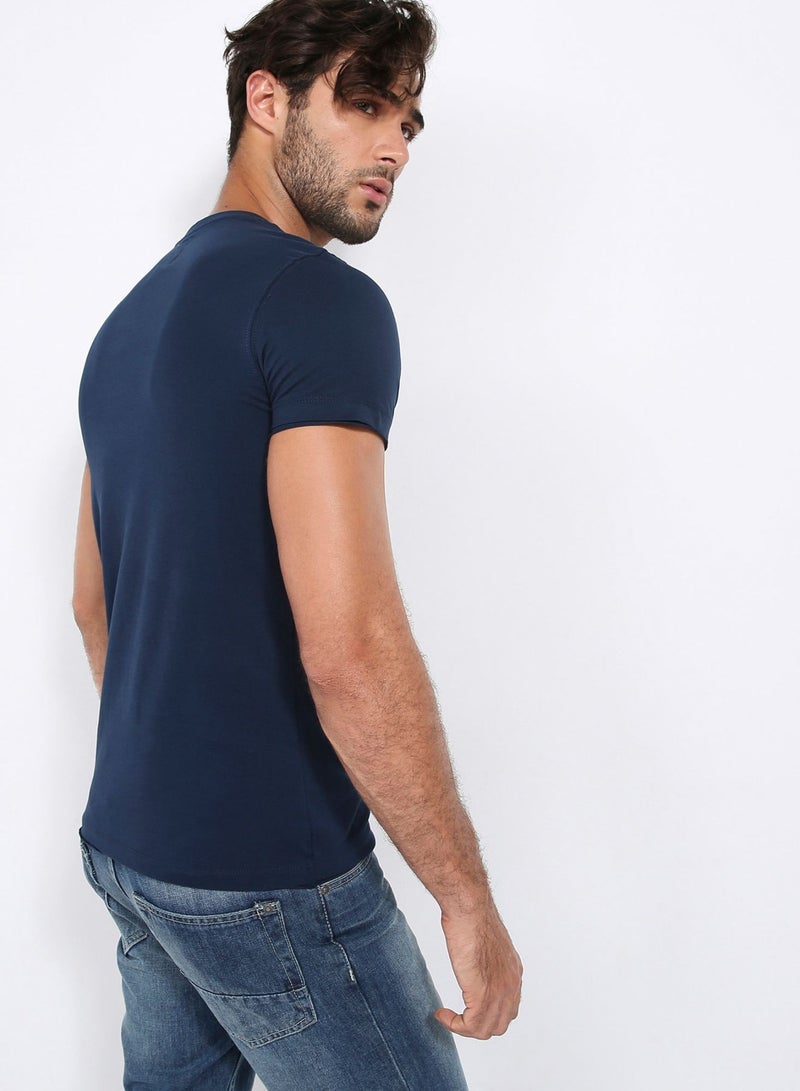 Round Neck T-Shirt Dark Blue - v1502308495/N11550303A_M2