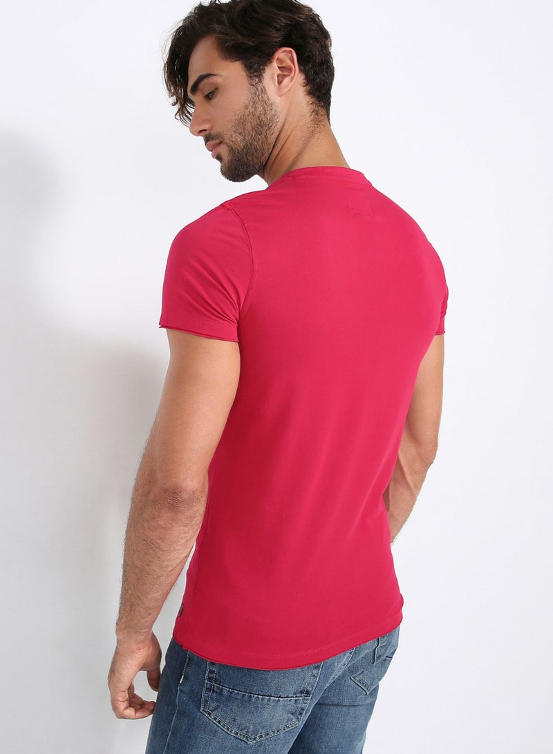 Six Valves V-Neck T-Shirt Red  - Image 2