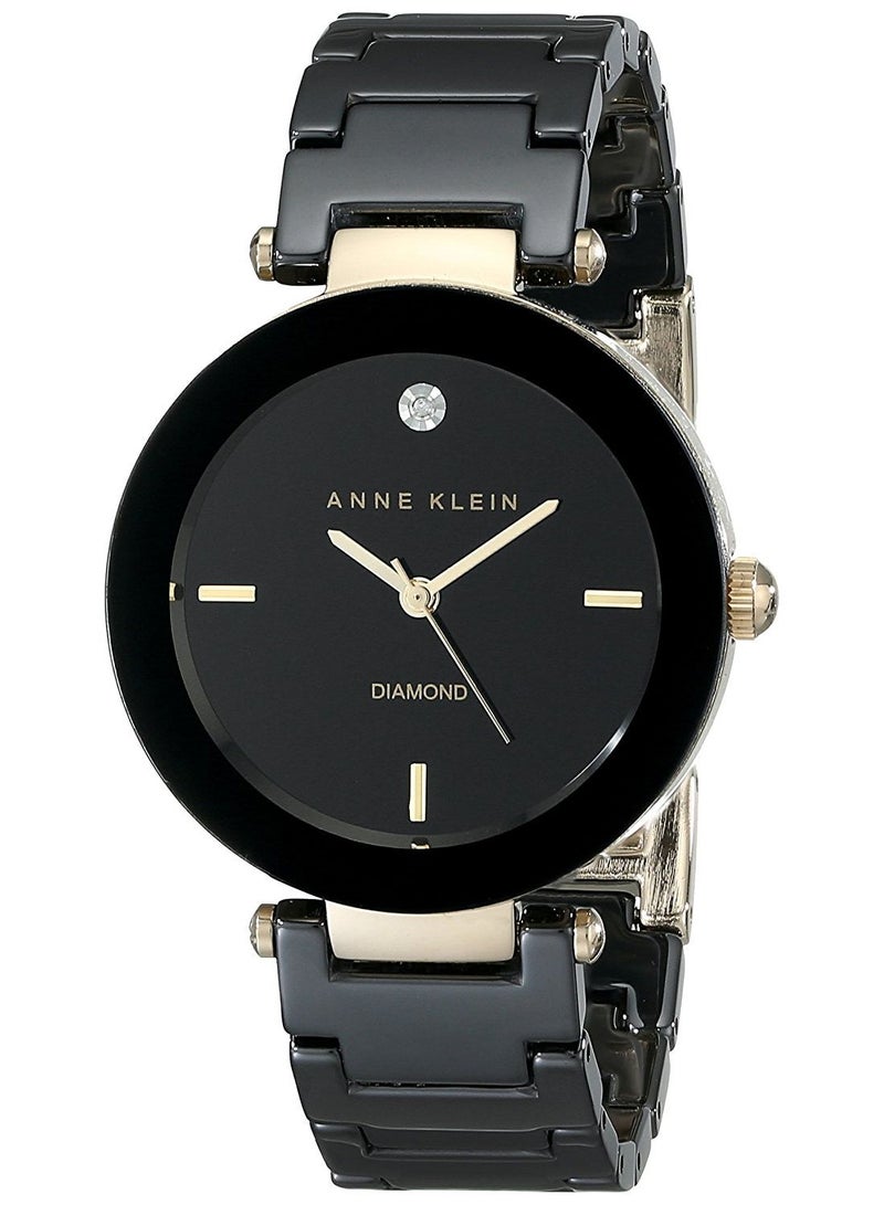 آن كلاين ساعة يد عصرية من الستانلس ستيل، طراز AK1018BKBK للنساء