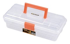 Tactix 12 Inch Plastic Tool Box, Plastic Storage Bin With Lid And Handle, Hobby Or Craft Storage, Transparent/Orange, Dimensions: 30.5W X 15D X 10H Cm- 320104 Clear 30.5cm 