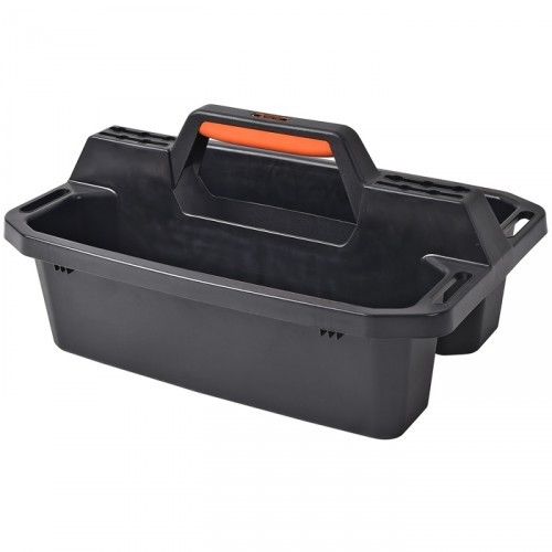 Tactix 19.5 Inches Plastic Tote Tray, Portable Supply Caddy, Utility Tool Tray, To Organize And Carry Tools, Ergonomic Handle, Slots For Tools, Black- 320200 Black 49.6cm 