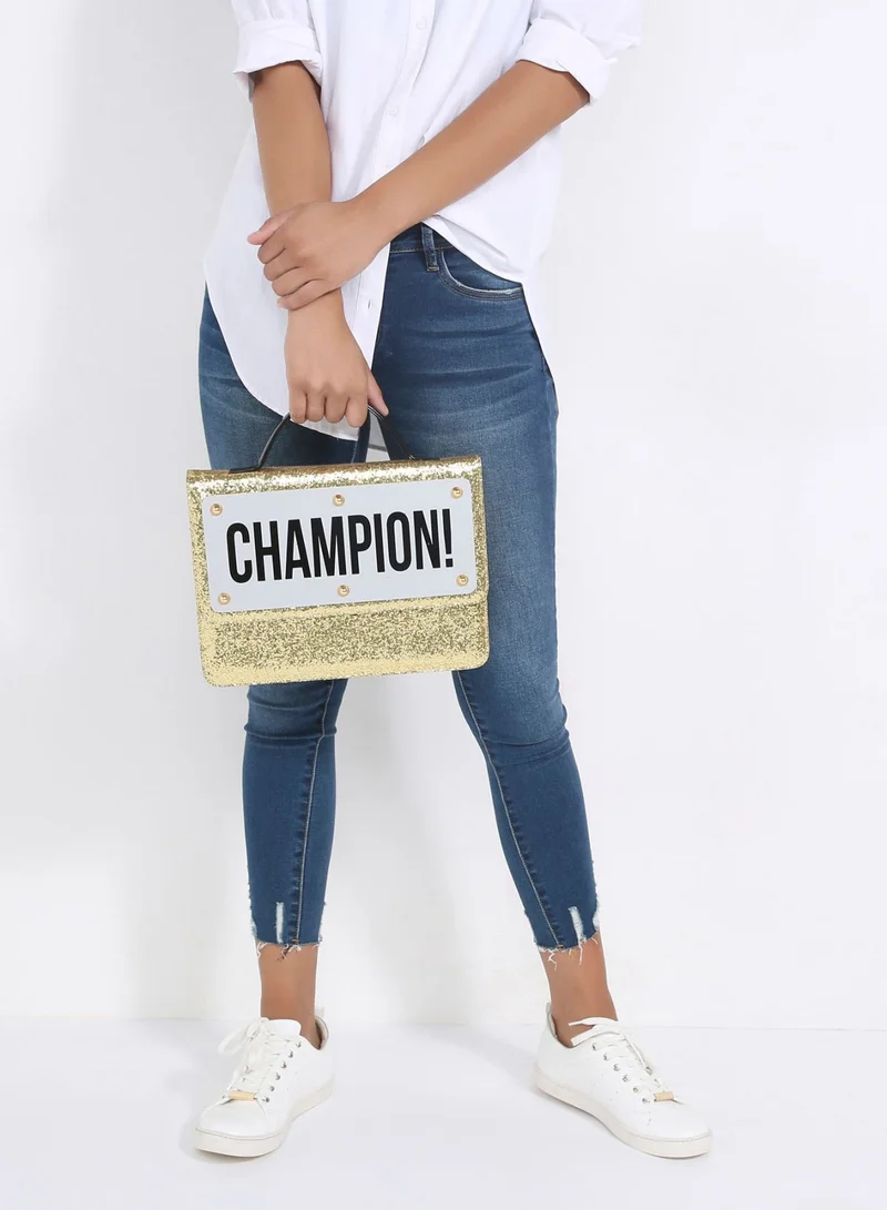 CEECODE Plate Code Satchel Bag Gold