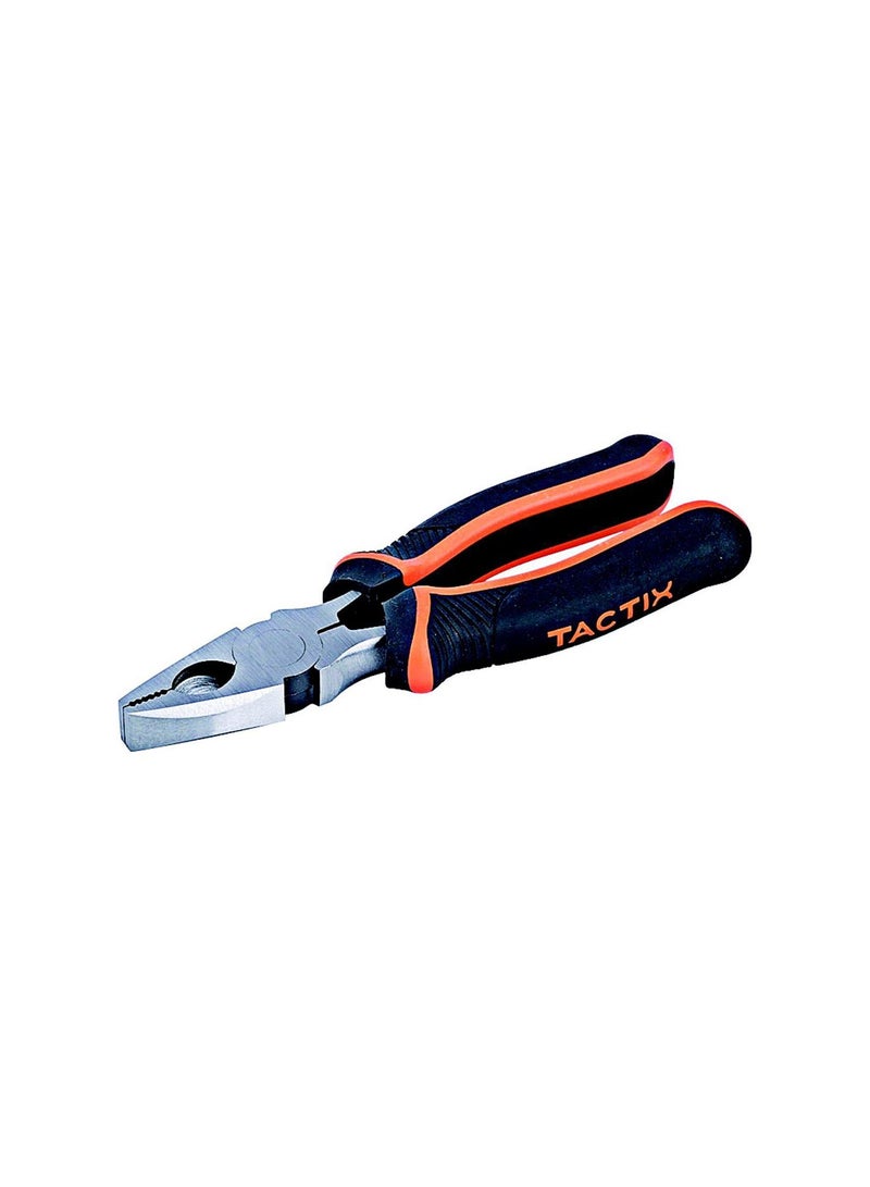 Tactix Linesman Pliers, 6-Inch (160Mm) Chrome-Nickel Steel, Combination Pliers, Electrical Pliers, Can Cut Twist Clamp Bend, Non-Slip Bi-Material Handle- 200009 Black/Orange 16cm 