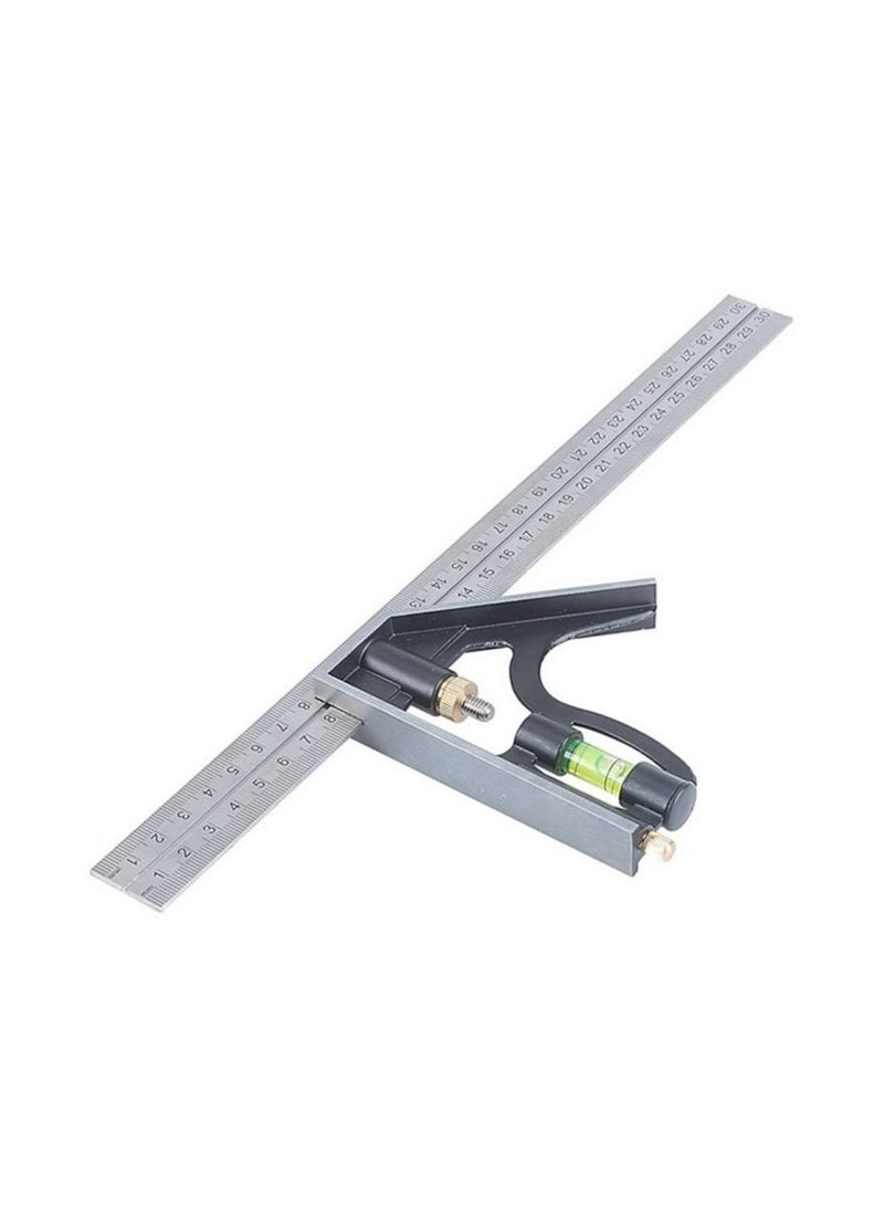 Tactix Combination Ruler 300Mm, For Metalworking, Electricians Carpenters, Stainless Steel Ruler, Die Cast Metal Handle, Bubble Level, Black/Silver- 239111 Silver/Black 30cm 