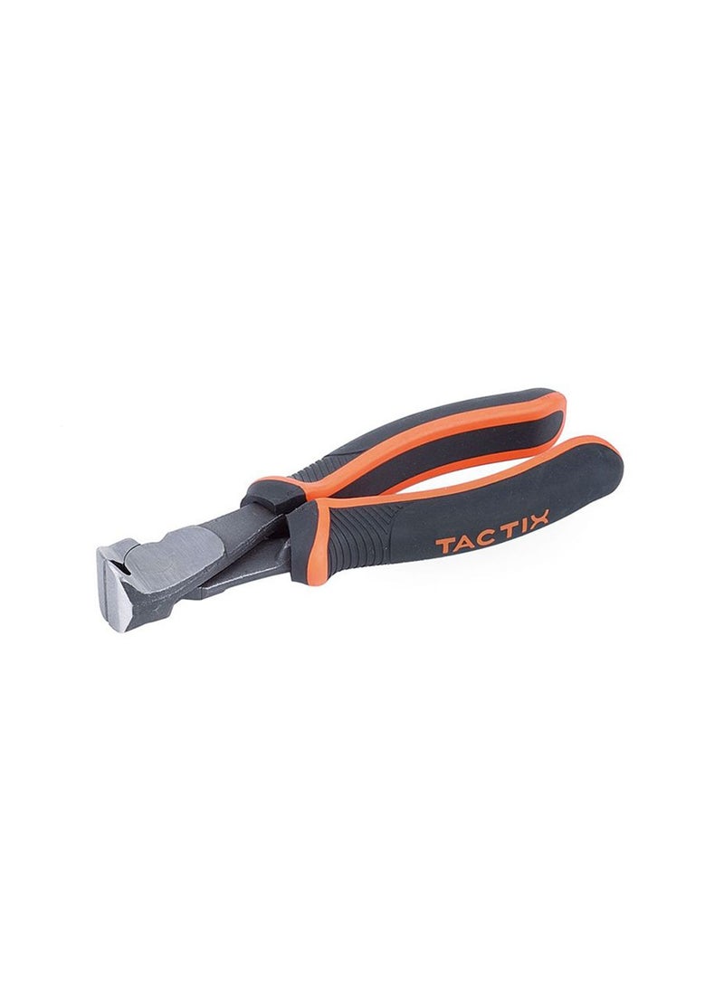 Tactix Tactix End Nipper - 160mm (6 Inch) for Precision Cutting, Durable Chrome-Vanadium Steel Construction with Non-Slip Bi-Material Handle for Enhanced Grip, Ideal for Wires, Cables- 200023 Black/Orange 