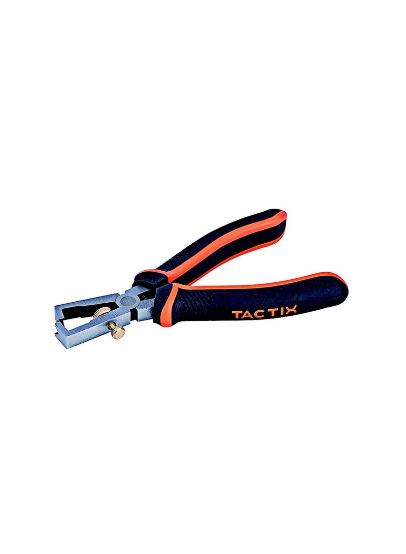 Tactix Tactix Wire Stripper 160 mm (6 inches) - Durable Chrome-Vanadium Steel, Non-Slip Bi-Material Handle for Comfortable and Secure Grip, Ideal for Electrical Work and DIY Projects- 200025 Black/Orange 