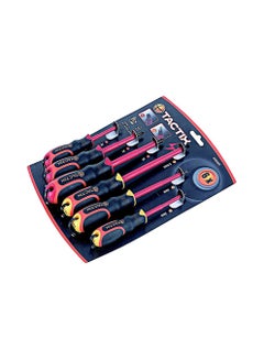 Tactix 6 Pcs Insulated Screwdriver Set, 3 Phillips And 3 Flat, Professional Cushion Grip, 1000V Insulated, Chrome-Vanadium Steel, 6-Piece Hand Tools Set- 205601 Black/Orange 