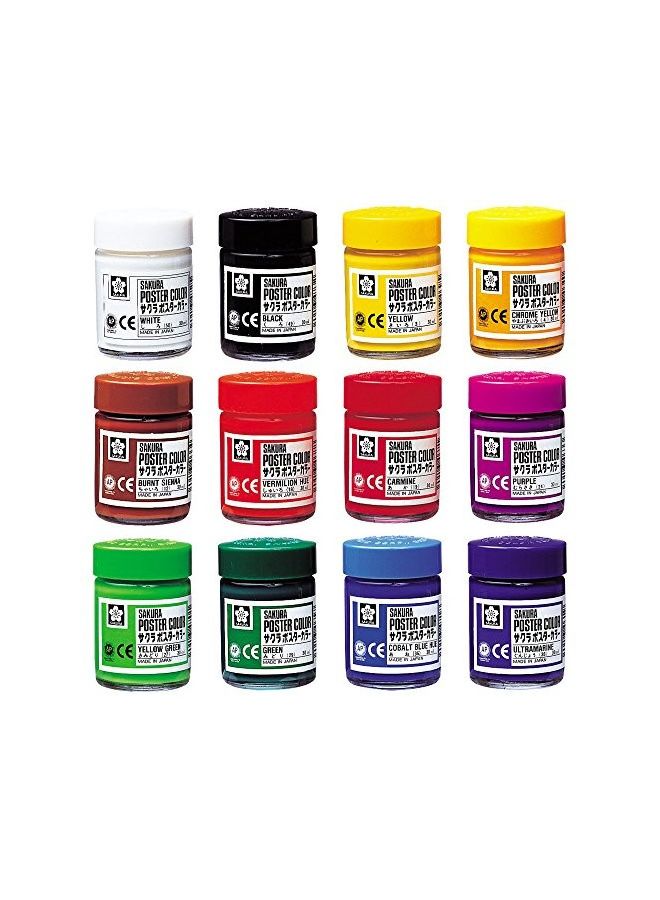 Set Of 12 Poster Color Set Multicolour