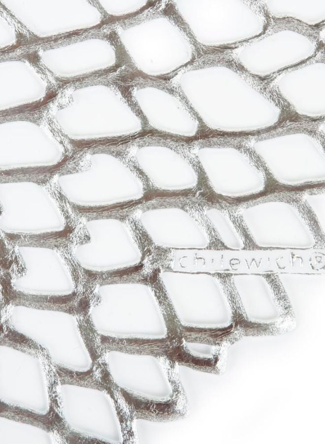 chilewich Pressed Dahlia Round Placemat Silver - Image 3