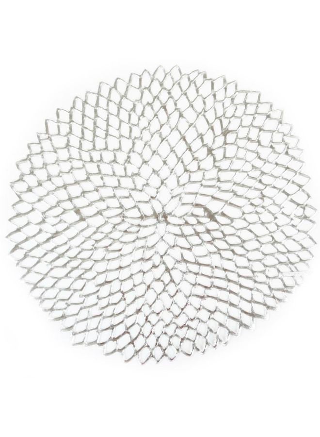 chilewich Pressed Dahlia Round Placemat Silver - Image 1