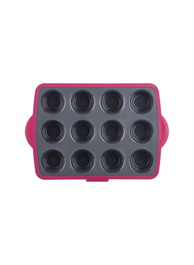 Trudeau 12-Cavity Muffin Pan Black/Pink - Image 1