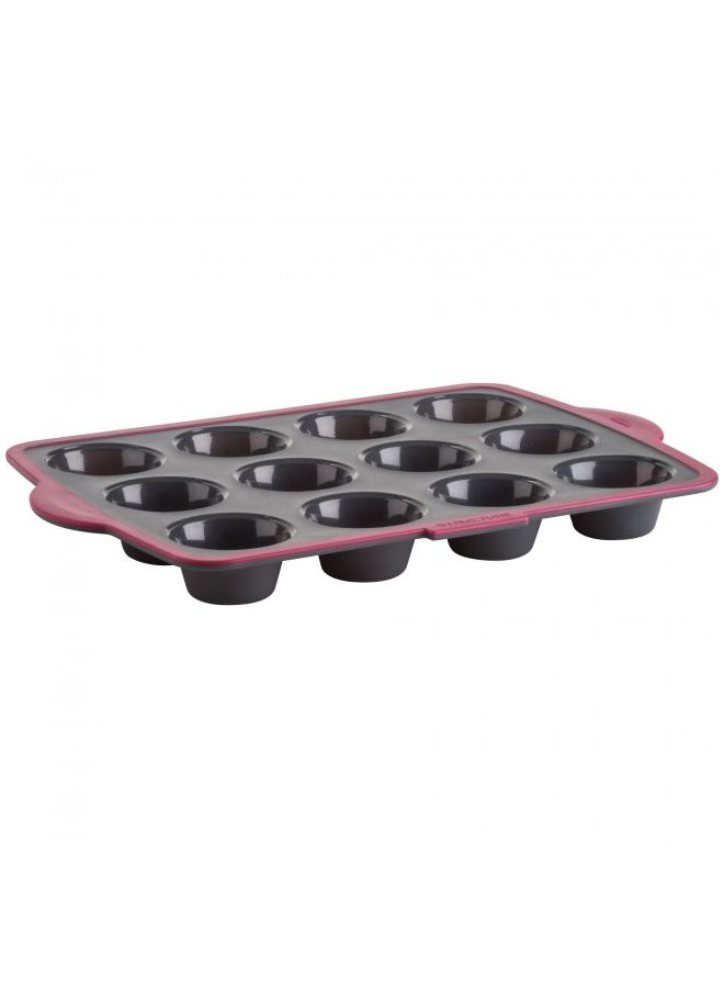 Trudeau 12-Cavity Muffin Pan Black/Pink - Image 2