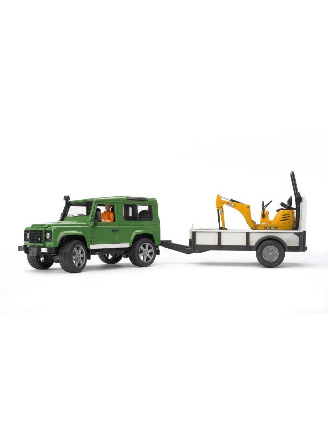 Bruder Land Rover Defender Axle Trailer And JCB Micro Excavator Construction Worker Multicolour 60.8x16.6x15.3cm 