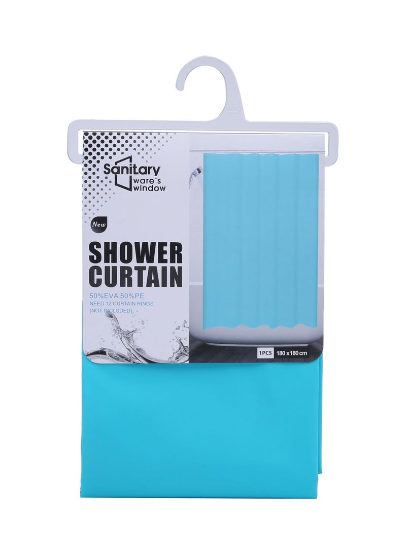 SANITARY Ware's Window Waterproof Solid Shower Curtain Blue 180x180centimeter - Image 1