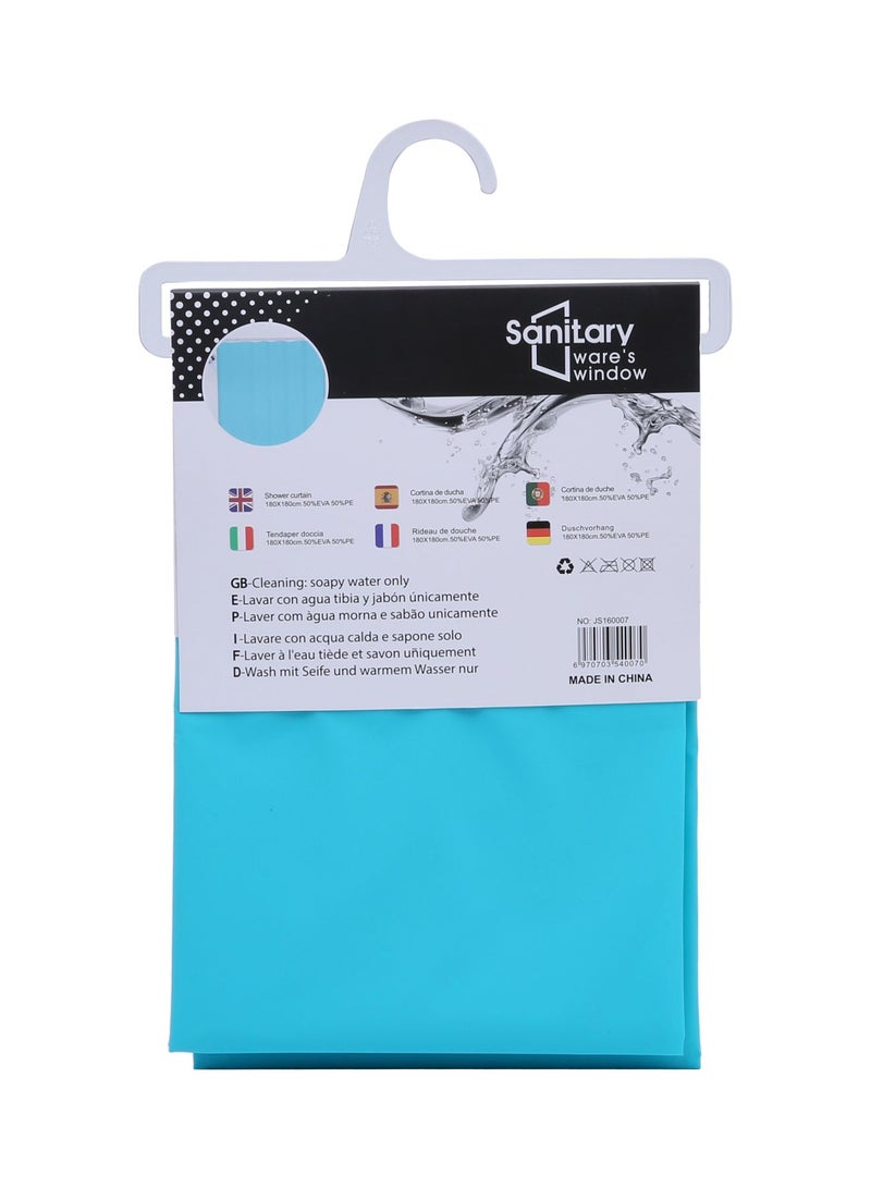 SANITARY Ware's Window Waterproof Solid Shower Curtain Blue 180x180centimeter - Image 2