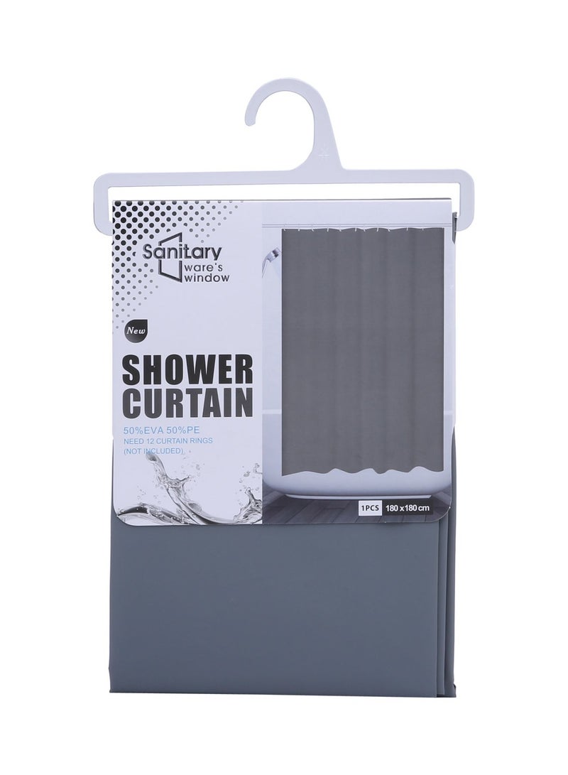 SANITARY Ware's Window Waterproof Solid Shower Curtain Grey 180x180centimeter - Image 1