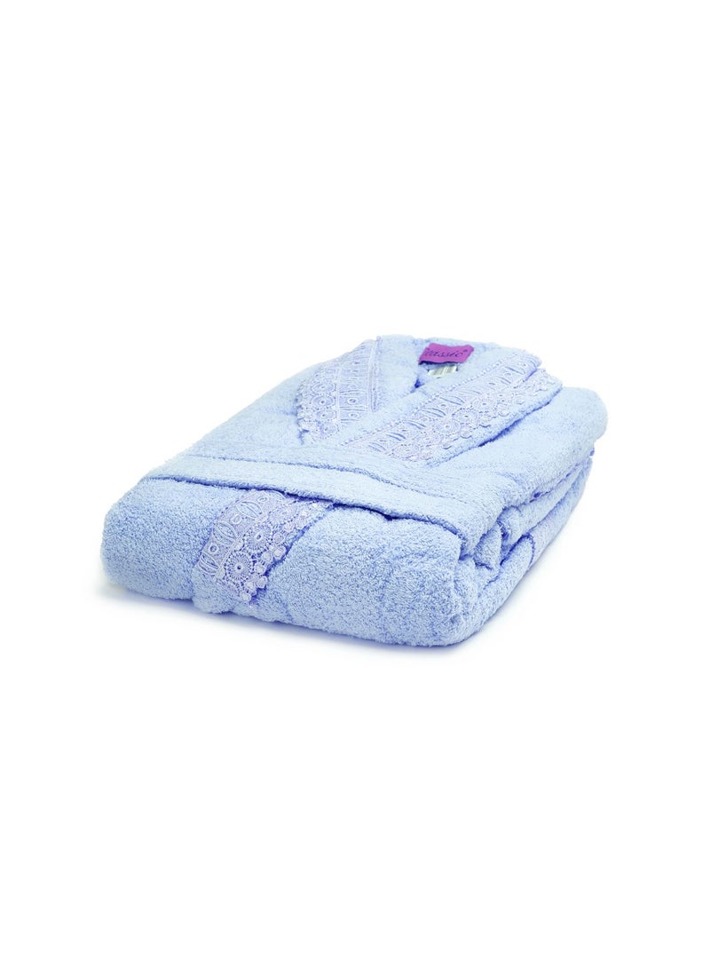 CLASSIC - Bathrobe Without Lace Shawl Blue Large - Image 1