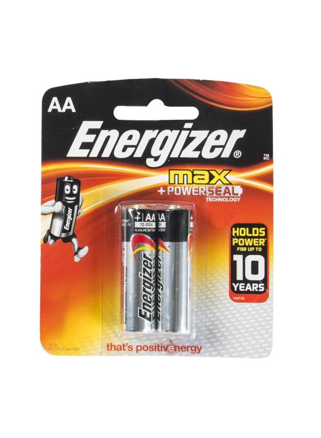 إنرجايزر عبوة Max من 2 بطاريات بتكنولوجيا Powerseal متعدد الألوان