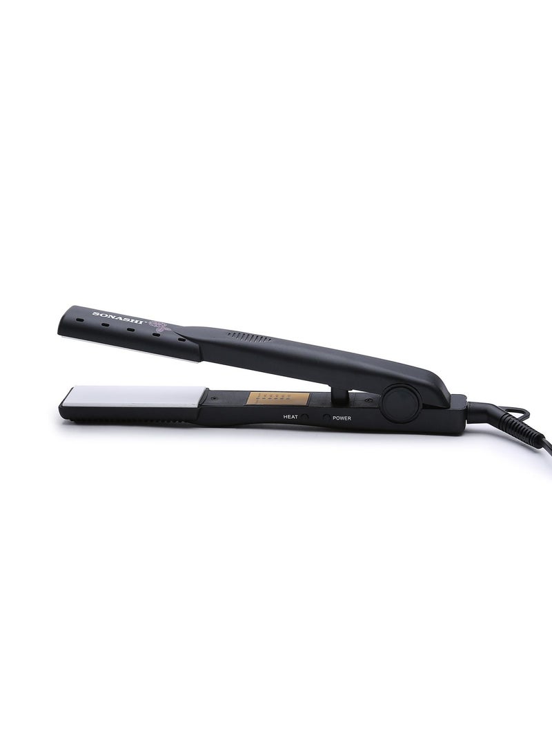 SONASHI Wet And Dry Hair Straightener With White Ceramic Plates Easy Temperature Control With Fast Straightening Indicator Light On And Off Switch 360 Degree Swivel Cord  SHS-2014 Black  - Image 1