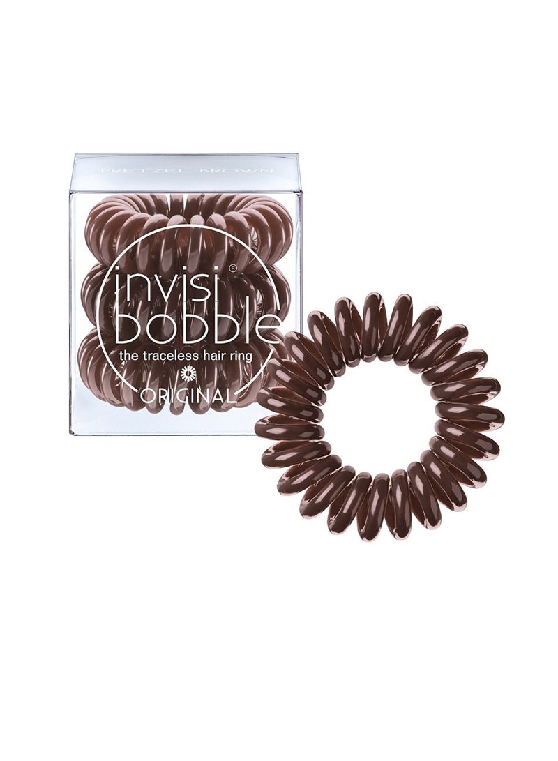invisibobble Pack Of 3 Original Traceless Hair Ring Pretzel Brown 9grams 