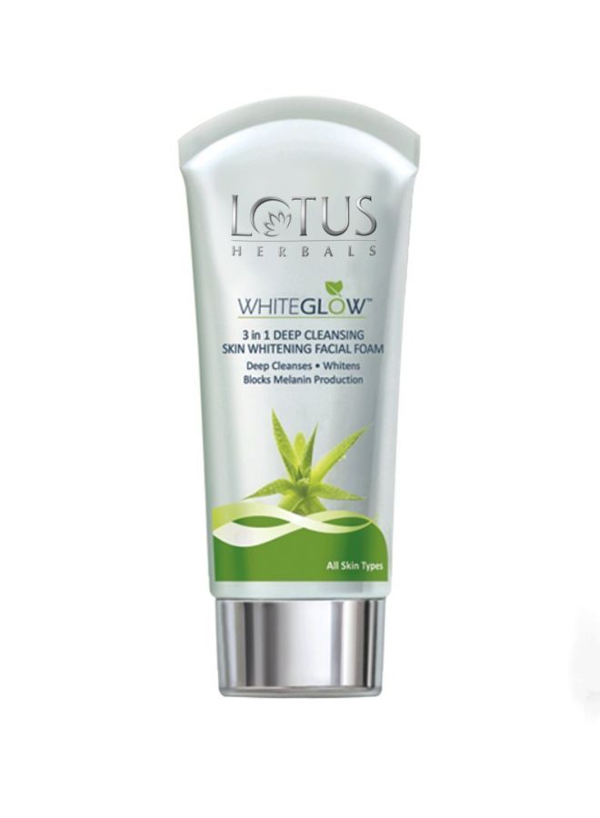 LOTUS HERBALS Whiteglow 3-In-1 Deep Cleansing Skin Whitening Facial Foam 100grams