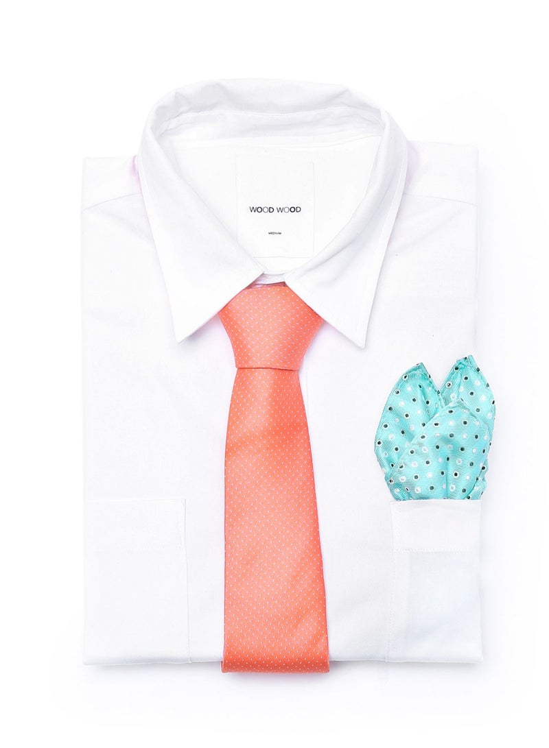 Generic Polka Dot Printed Neck Tie Orange  - Image 2