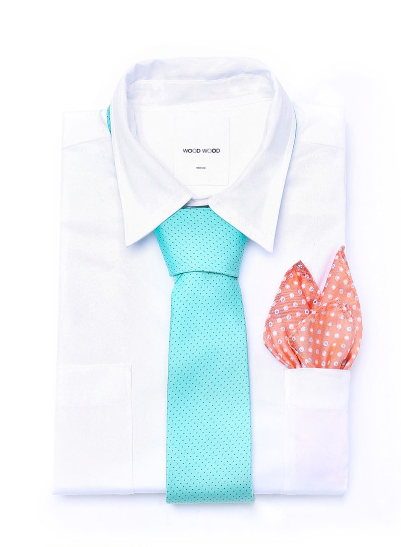 Generic Polka Dot Printed Neck Tie Turquoise  - Image 2