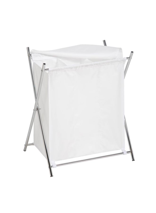 سلّة غسيل بجزئين قابلة للطي مع غطاء أبيض/كروم 23x16x26.5بوصة