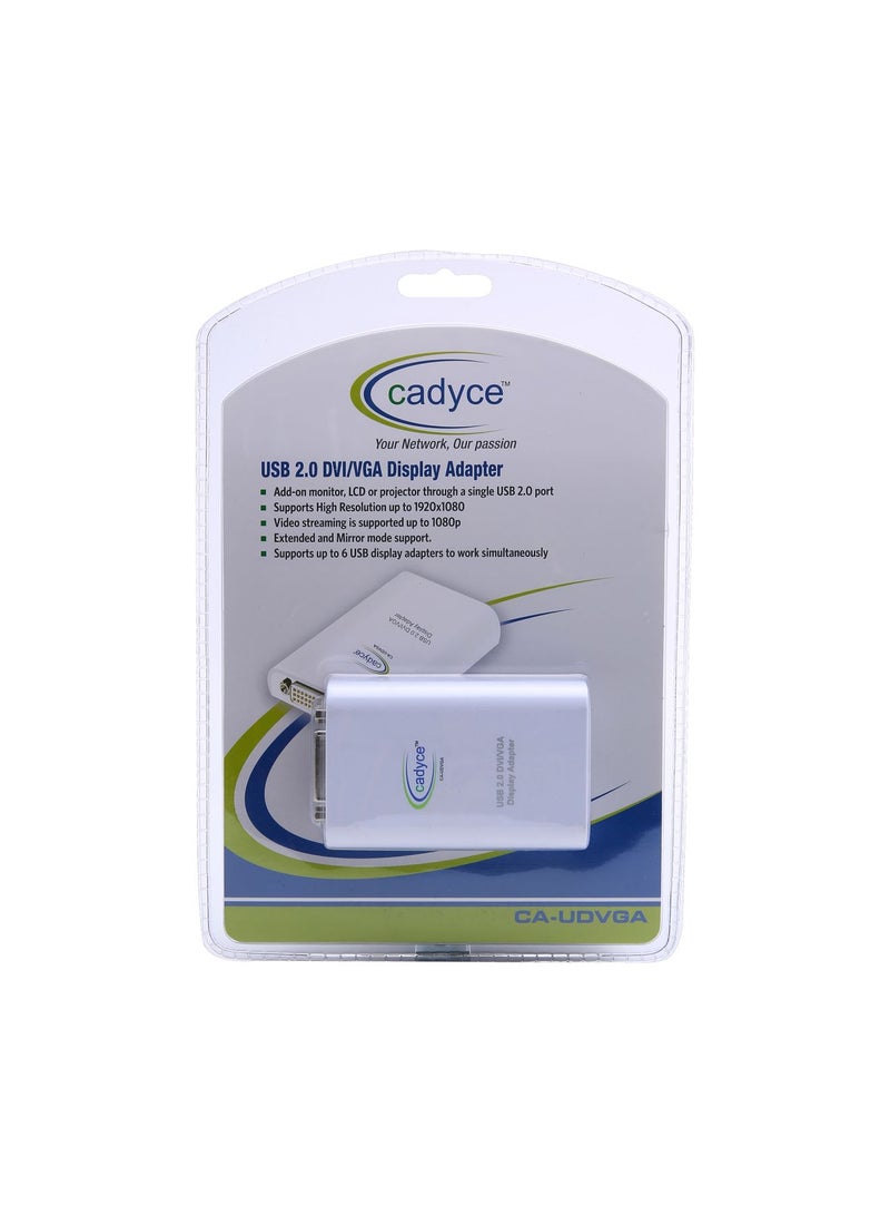 Cadyce USB 2.0 DVI/VGA Display Adapter White - Image 1